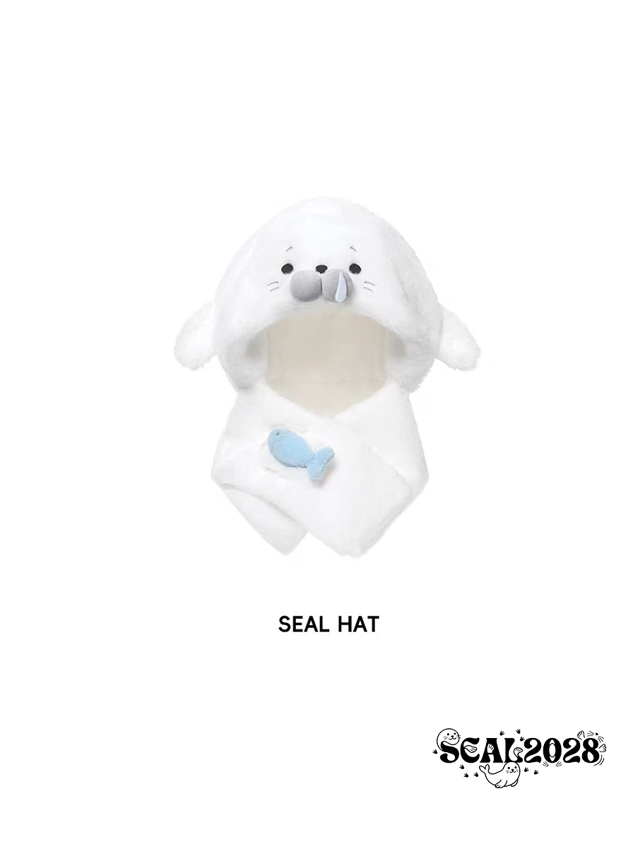 White Seal Hooded Scarf