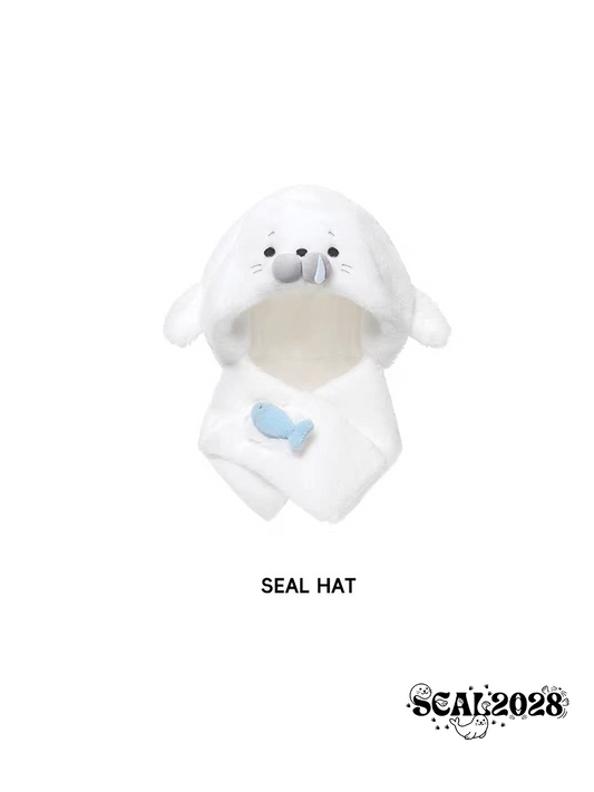 Seal white hooded scarf