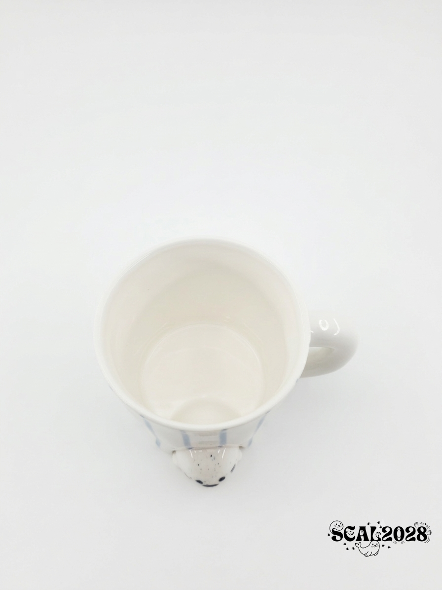 Seal Blue Striped Ceramic Water Cup