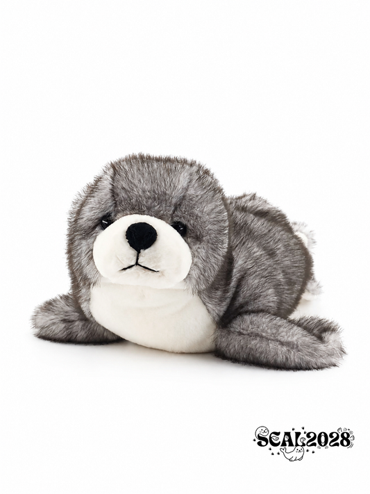Grey Realistic Lying Seal Plush