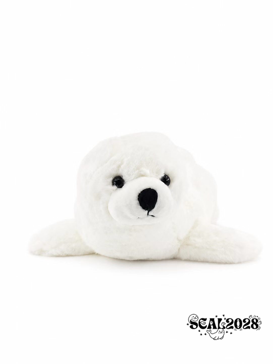White Realistic Lying Seal Plush