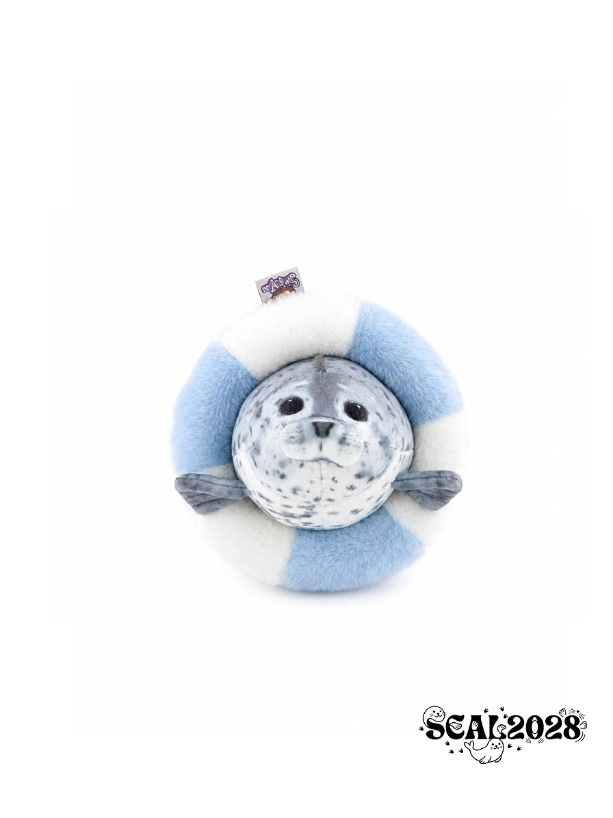 Mini "BaoFu" Seal Plush Toy with Swim Ring & ID Card