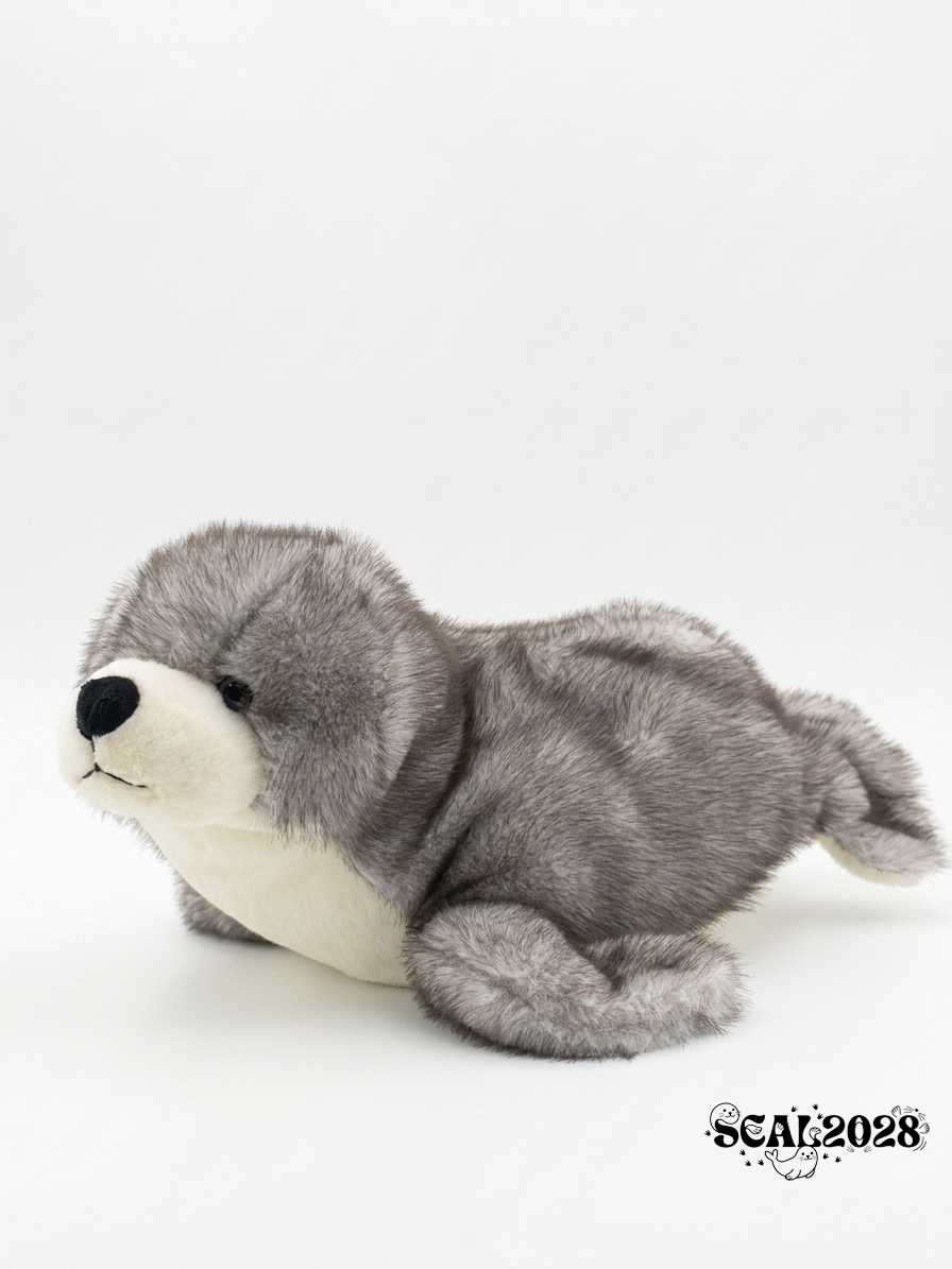 Grey Realistic Lying Seal Plush
