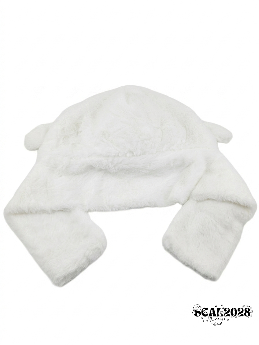 Seal white hooded scarf