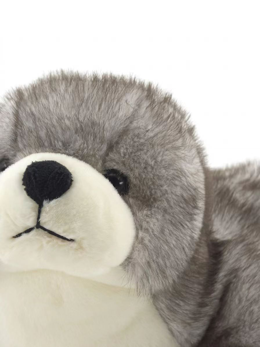 Grey Realistic Lying Seal Plush