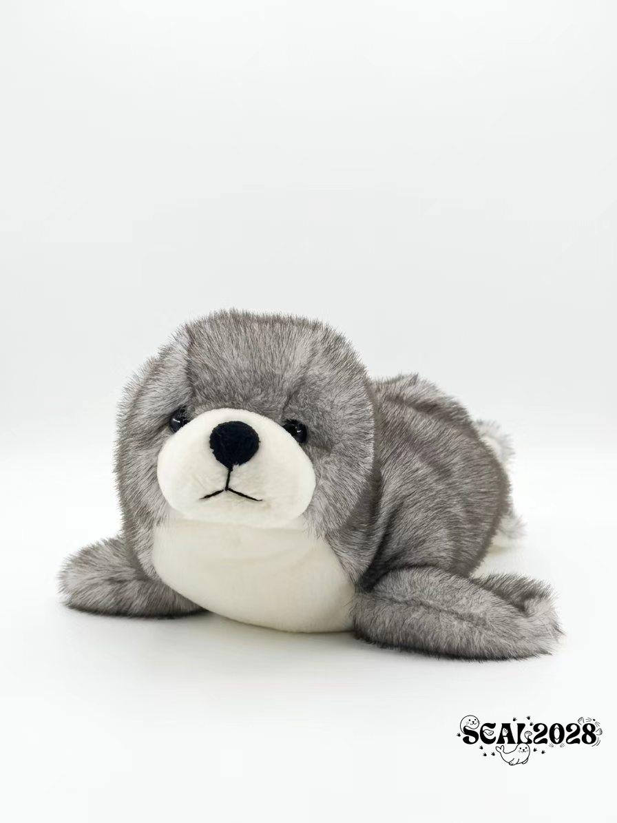 Grey Realistic Lying Seal Plush