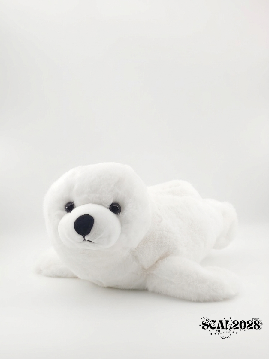 White Realistic Lying Seal Plush